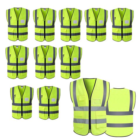 Colete Faixa Refletivo Sinalizador Kit 11 Uni Blusao Uniforme Fluorescente Segurança Obra Trabalho S