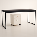 Ver imagem 2 de Kit Escritório Mesa Pé de Ferro 1,20 com Gaveteiro Berlin 4 Gavetas - Jm3 Móveis:mesa.preto.gav.offw