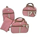 Ver imagem 1 de Bolsa Maternidade Bebê Kit 4 Peças Trocador Rosa Impermeável