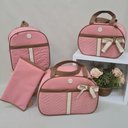 Ver imagem 3 de Bolsa Maternidade Bebê Kit 4 Peças Trocador Rosa Impermeável