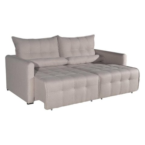 Sofá Cama Innova 4 Lugares Retrátil 215cm Bege Bom Pastor Móveis