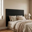 Ver imagem 1 de Painel Lambri Cabeceira King 180x203cm MDF Autoadesivo Parede: Preto