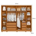 Ver imagem 6 de Kit Guarda Roupa Casal Mercure 6 Portas e Cômoda Verona 8 Gavetas MDP Cinamomo