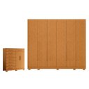 Ver imagem 1 de Kit Guarda Roupa Casal Mercure 6 Portas e Cômoda Verona 8 Gavetas MDP Cinamomo