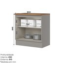 Ver imagem 4 de Balcão 80cm 100% MDF 2 Portas com Tampo para Cooktop Cinza/Nature Americana