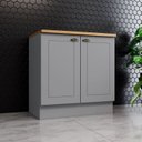 Ver imagem 1 de Balcão 80cm 100% MDF 2 Portas com Tampo para Cooktop Cinza/Nature Americana