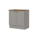 Ver imagem 3 de Balcão 80cm 100% MDF 2 Portas com Tampo para Cooktop Cinza/Nature Americana