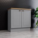 Ver imagem 1 de Balcão 80cm 100% MDF 2 Portas com Tampo para Cooktop Cinza/Nature Americana