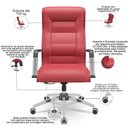 Ver imagem 2 de Cadeira de Escritório Giratória Presidente Base Cromada Kirk P03 Vinil Vermelho - Lyam Decor