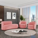 Ver imagem 2 de Sofá 3 Lugares Orgânico 180cm Morgan e 2 Poltronas Lua Suede Rosê D03 - D’Rossi
