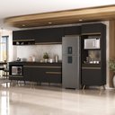 Ver imagem 1 de Cozinha Modulada Completa 357cm 6 Peças com Balcão para Cooktop Veneza Multimóveis Mp2272 Preto
