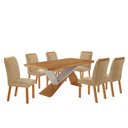 Ver imagem 2 de Conjunto Sala de Jantar Mesa Texas Tampo 180cm Canto Copo de MDF e 6 Cad Athenas Marrom/Turim/Marromle/Off White