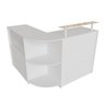Balcão Caixa Com Vitrine e Prateleira de Vidro Em L Modelo New 134+134 x 95 x 45 cm Comac Branco - 1