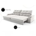 Ver imagem 4 de Sofá com Chaise Santiago 4 Lugares Retrátil e Reclinável 230cm Creme