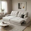 Ver imagem 1 de Sofá com Chaise Santiago 4 Lugares Retrátil e Reclinável 230cm Creme
