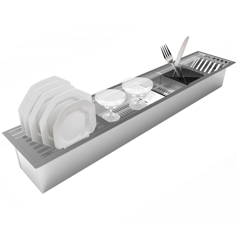 CL90 Calha Úmida de Embutir em Inox 90cm com 5 Módulos
