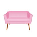 Ver imagem 1 de Namoradeira Decorativa Agatha Suede Rosa Bebê 2 Lugares Pés Madeira Ms Decor