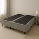 Ver mais imagens de Base de Cama Box com Baú Queen ou King com 6 Pezinhos 2 Puxadores Frontais - Cinza - King Suede