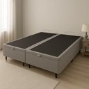 Ver imagem 6 de Base de Cama Box com Baú Queen ou King com 6 Pezinhos 2 Puxadores Frontais - Cinza - King Suede