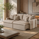 Ver imagem 2 de Sofá-Cama Mônaco Retrátil Reclinável Pillow 18 cm Innove Estofados Bege