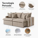 Ver imagem 4 de Sofá-Cama Mônaco Retrátil Reclinável Pillow 18 cm Innove Estofados Bege