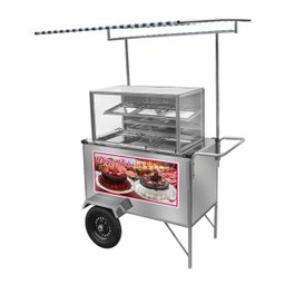 Carrinho de Doces e Bolos Inox Toldo Rodas Pneumáticas Cefaz - 1