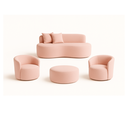 Ver imagem 2 de Conjunto 02 Poltronas + Sofá e Puff Curvo Orgânico Nature Gaia Boucle Rosê - Montanaris Decor
