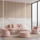 Ver imagem 1 de Conjunto 02 Poltronas + Sofá e Puff Curvo Orgânico Nature Gaia Boucle Rosê - Montanaris Decor