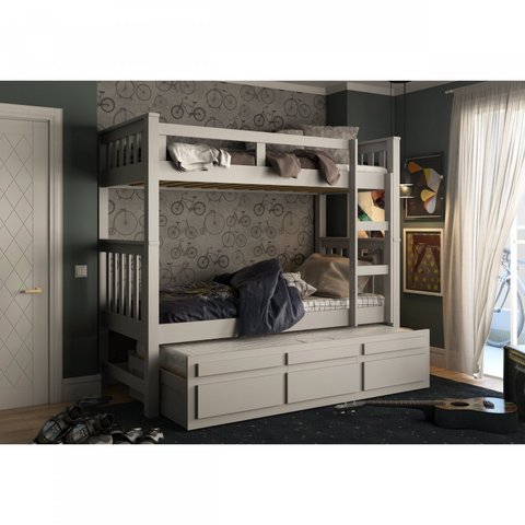 Treliche Solteiro Com 3 Gavetas 100% Madeira Maciça