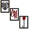 Placas Mdf Amor 3d Preto Vermelho Flor Love Parede A4 - 1
