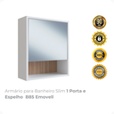 Ver imagem 2 de Armário para Banheiro Slim 1 Porta e Espelho B85 Emovell:branco/montana