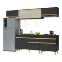 Ver imagem 1 de Armário de Cozinha Completa 260cm com Leds Veneza Up Multimóveis V2033 Preto/Dourado