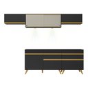 Ver imagem 7 de Armário de Cozinha Completa 260cm com Leds Veneza Up Multimóveis V2033 Preto/Dourado