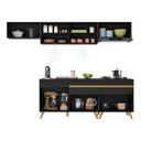 Ver imagem 6 de Armário de Cozinha Completa 260cm com Leds Veneza Up Multimóveis V2033 Preto/Dourado
