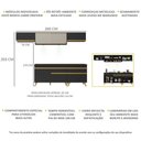 Ver imagem 4 de Armário de Cozinha Completa 260cm com Leds Veneza Up Multimóveis V2033 Preto/Dourado