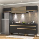 Ver imagem 3 de Armário de Cozinha Completa 260cm com Leds Veneza Up Multimóveis V2033 Preto/Dourado