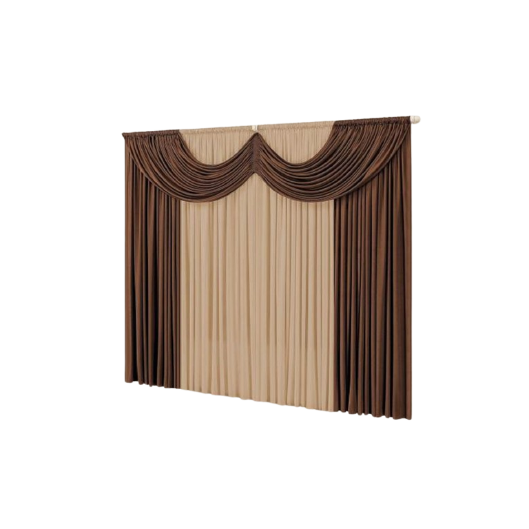 Cortina Paris 3,00 x 2,80 com Bando Sala Quarto Porta Balcão Malha Gel Varão Simples:Marrom e avelã Cortina Paris 3,00 x 2,80 com Bando Sala Quarto Porta Balcão Malha Gel Varão Simples:Marrom e avelã