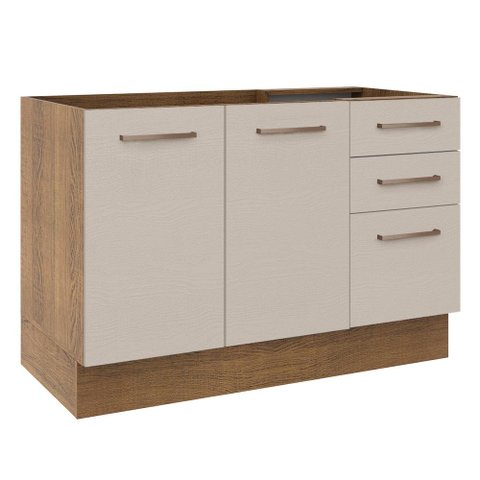 Balcão Gabinete de Pia 2 Portas e 3 Gavetas Rustic/crema Agata Madesa