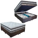 Ver imagem 1 de Cama Box Baú Casal Bipartido Suede + Colchão Anjos Black Graphite Molas Ensacadas 138cm Suporta At