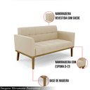 Ver imagem 3 de Poltrona Namoradeira Decorativa Karen Pés Fixo em Madeira Castanho Suede Bege G19 - Gran Belo