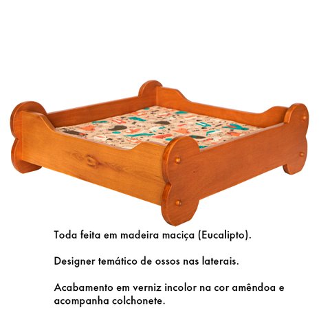 Caminha Pet Formato Ossinhos em Madeira Maciça (eucalipto) - Colchão Bichinhos