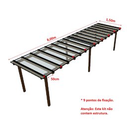 Kit Policarbonato Branco 4mm 8,00m X 1,50m - Perfis Naturais - 2