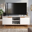 Ver imagem 1 de Rack Bancada Flow Branco para Sala de Estar com Design Moderno e Espaço para Organização