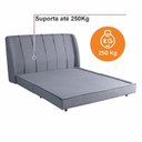 Ver mais imagens de Cama Estofada Queen com Estrutura Reforçada e Design Moderno Cinza