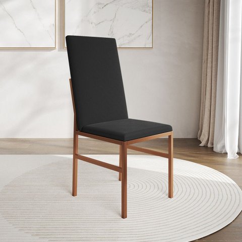 Cadeira de Jantar Estofada Mônaco Premium Cobre e Preta