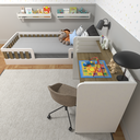 Ver imagem 3 de Escrivaninha Infantil com Regulagem de Altura 100cm MDF Branco e Carvalho Mel
