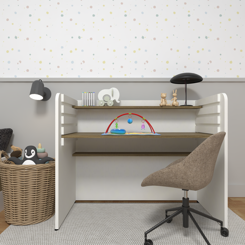 Escrivaninha Infantil com Regulagem de Altura 100cm MDF Branco e Carvalho Mel