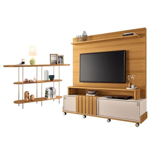 Estante Home Theater Bold Off White Cinamomo e Aparador Infinity Cinamomo – Hb Móveis