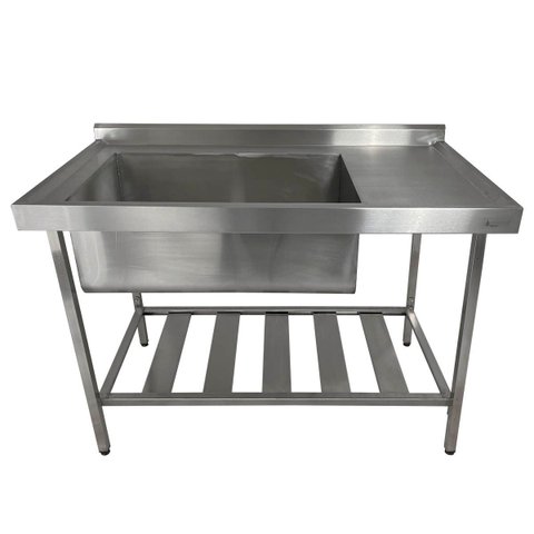 Pia Aço Inox Industrial 140x70x90 cm Cuba Grande Cubão Esquerda Nortinox