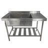 Pia Aço Inox Industrial 140x70x90 Cm Cuba Grande Cubão Esquerda Nortinox - 2